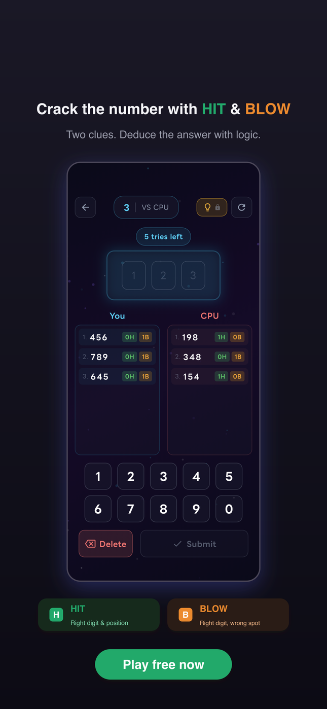Hit & Blow: Number Guessing Puzzle screenshot