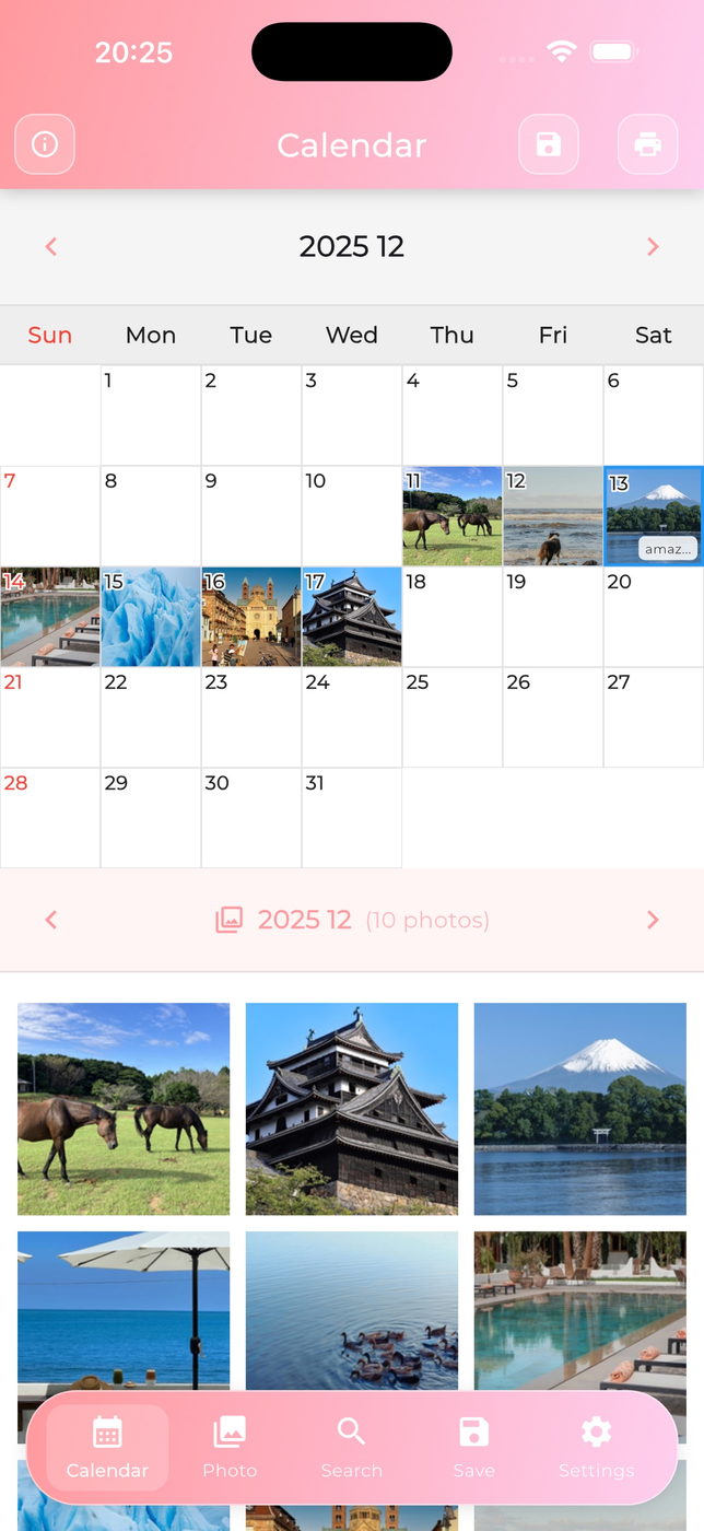 PHOTODAYS / Photos on Calendar screenshot 1